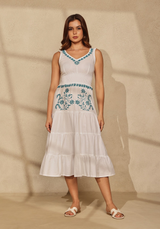 Smocked Tier Cotton Chikankari Dress