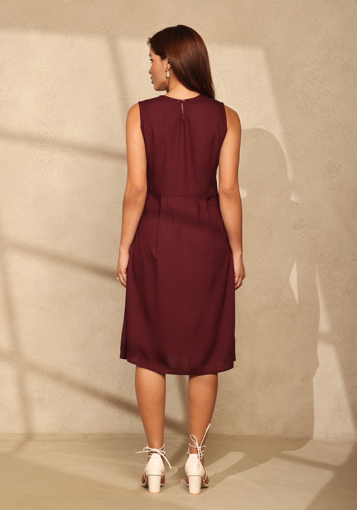 Sleeveless Rayon Chikankari Dress
