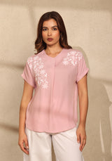 Box Fit Overlap Rayon Chikankari Top