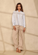 Mandarin Collar Rayon Swiss Dot Shirt