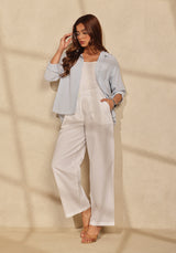 High Waist Oxford Cotton Bootcut Trouser